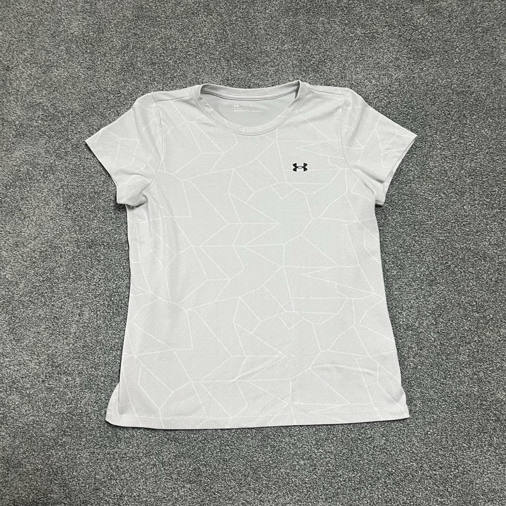 Under Armour HeatGear Performance T Shirt White Geo Print Women’s XL